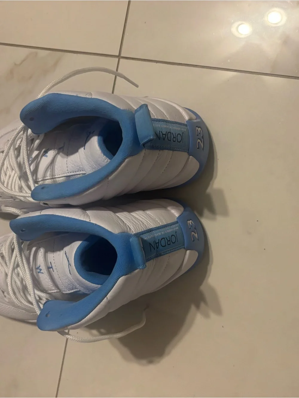 Jordan Men’s White with Light Blue High-Top Sneakers